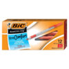 BIC Round Stic Grip Xtra Comfort Ballpoint Pen, Red Ink, 1.2mm, Medium, 12ct.