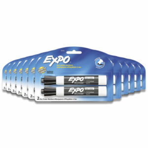 Expo – Low Odor Dry Erase Markers, Chisel Tip, Black, 2 Pack – 12 Pack