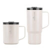 Reduce Vacuum Insulated Stainless Steel Hot Coffee Mug Set With Steam Release Lid, Linen- 14 oz & 24 oz